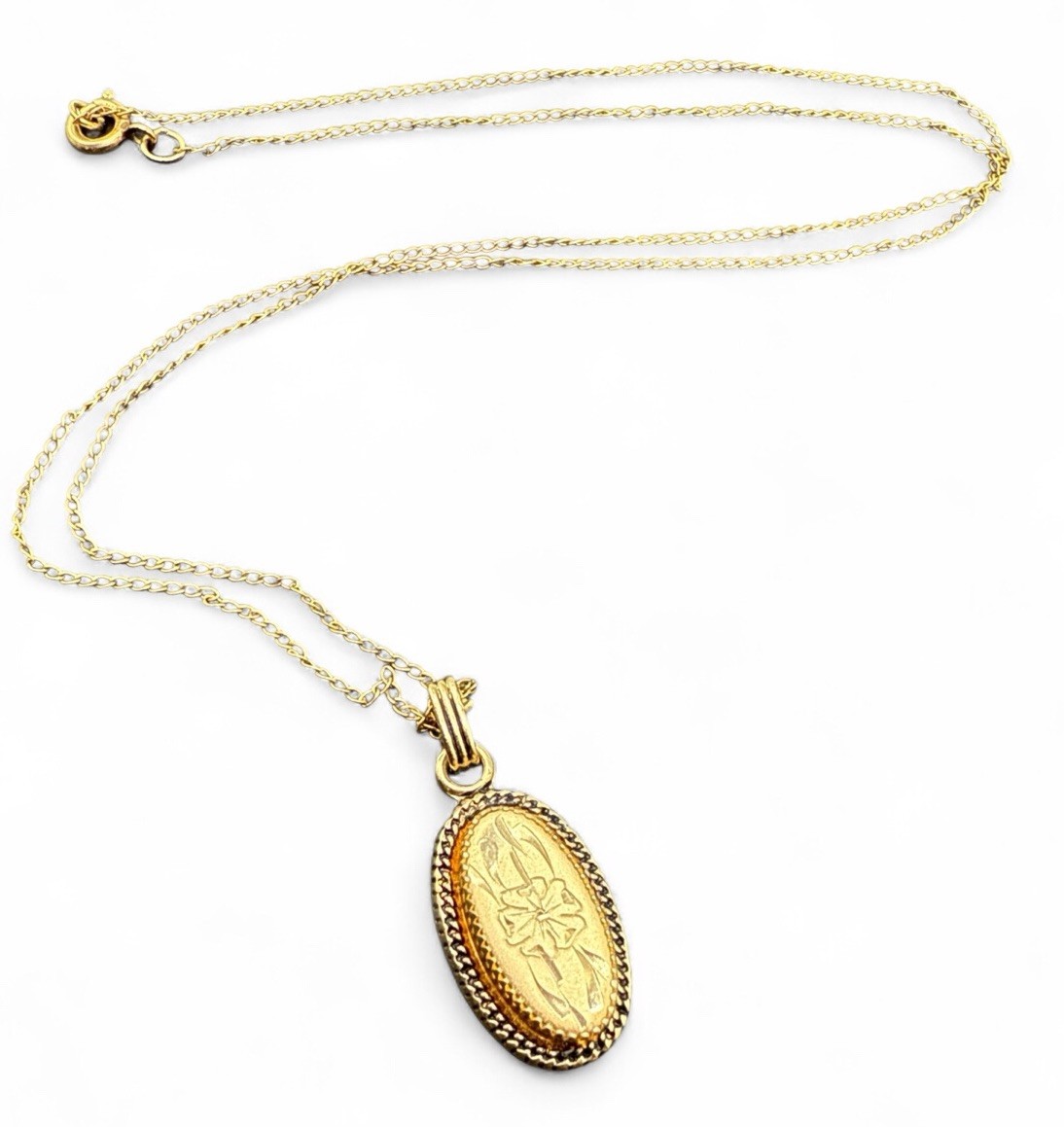 Antique Victorian Gold Filled Necklace And Pendant Flower 18” J10