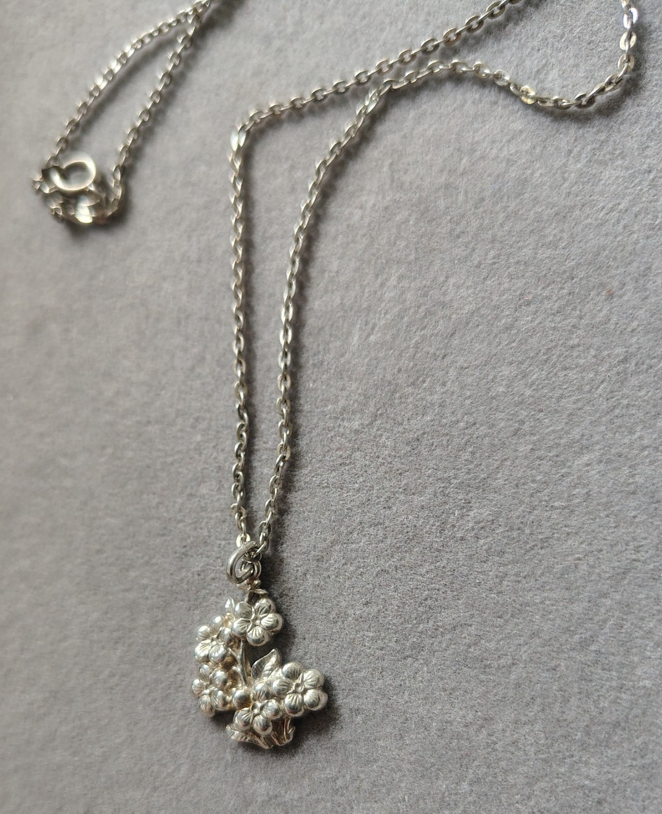 835 Silver Flower Bouquet Pendant with 925 Silverchain Vintage