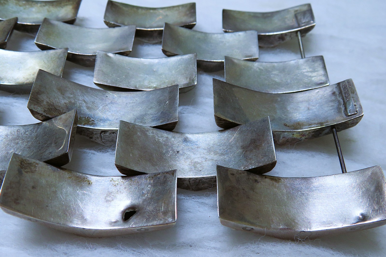 2 Taxco, sterling silver panel Bracelets