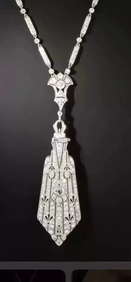 2.25Ct Art Deco Style Lab Created Diamond Wedding Gift 14K White Gold FN Pendant