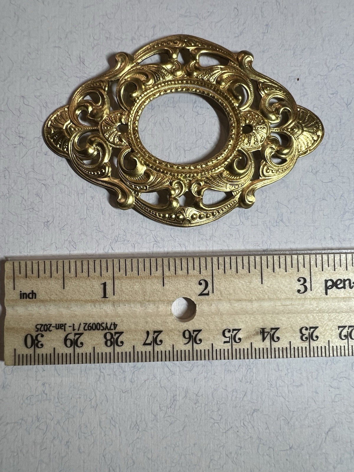 VINTAGE FILIGREE BRASS STAMPING FRAME FOR CABOCHON/JEWELRY/BROOCH FAMOUS MAKER