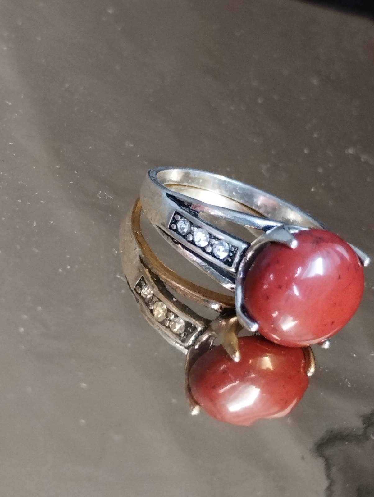 Vintage 925 Sterling Silver Red Jasper Cabochon Ring Size 8.5 (18mm) 4.88g