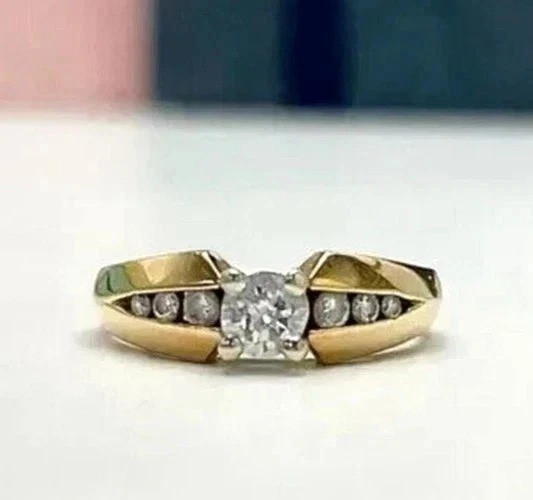 2Ct VVS1 Round Cut Lab Created Diamond Anniversary Wedding 14K Gold Finish Ring