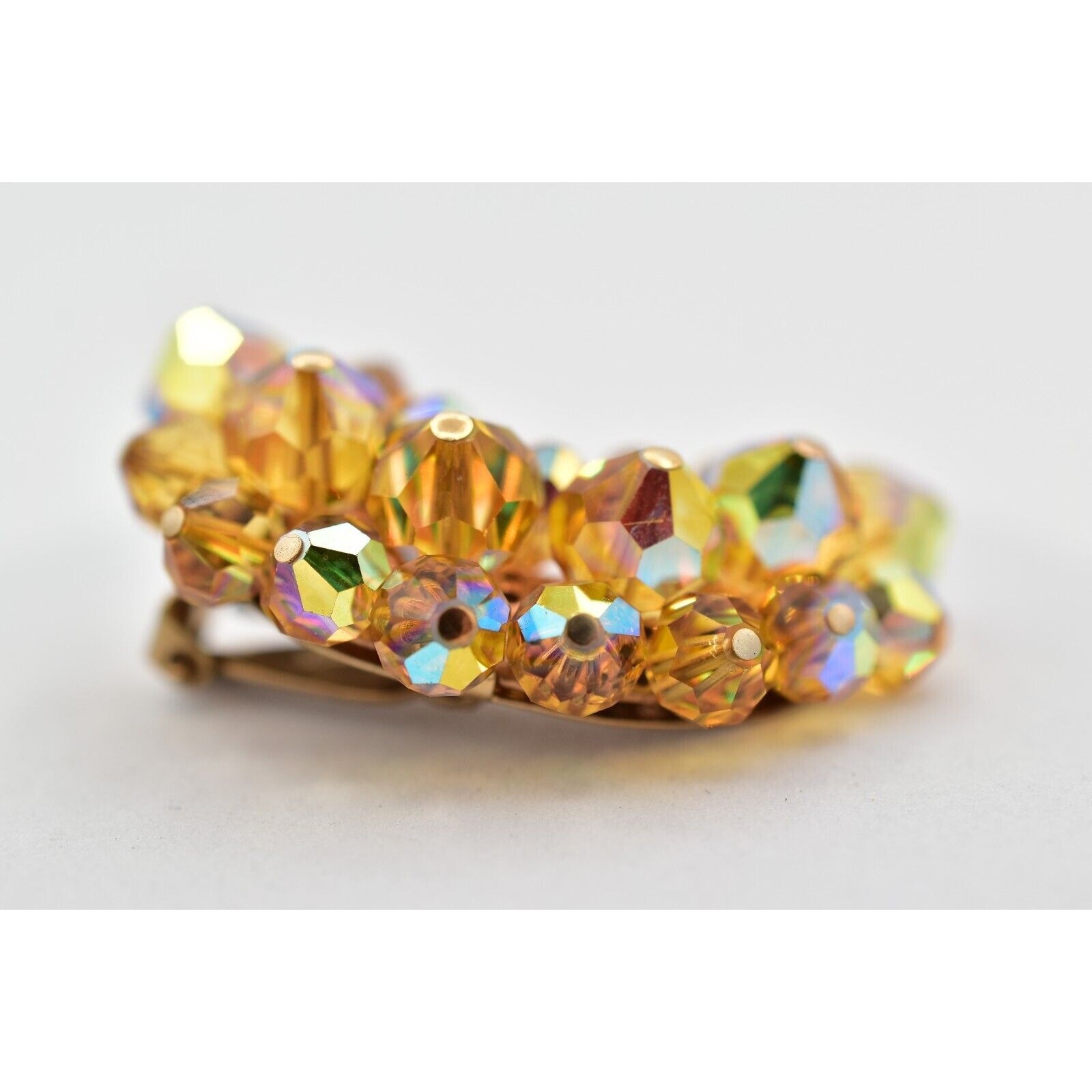 Laguna Vintage Clip On Crystal Earrings Citrine Climber Glam Signed 1950s A24