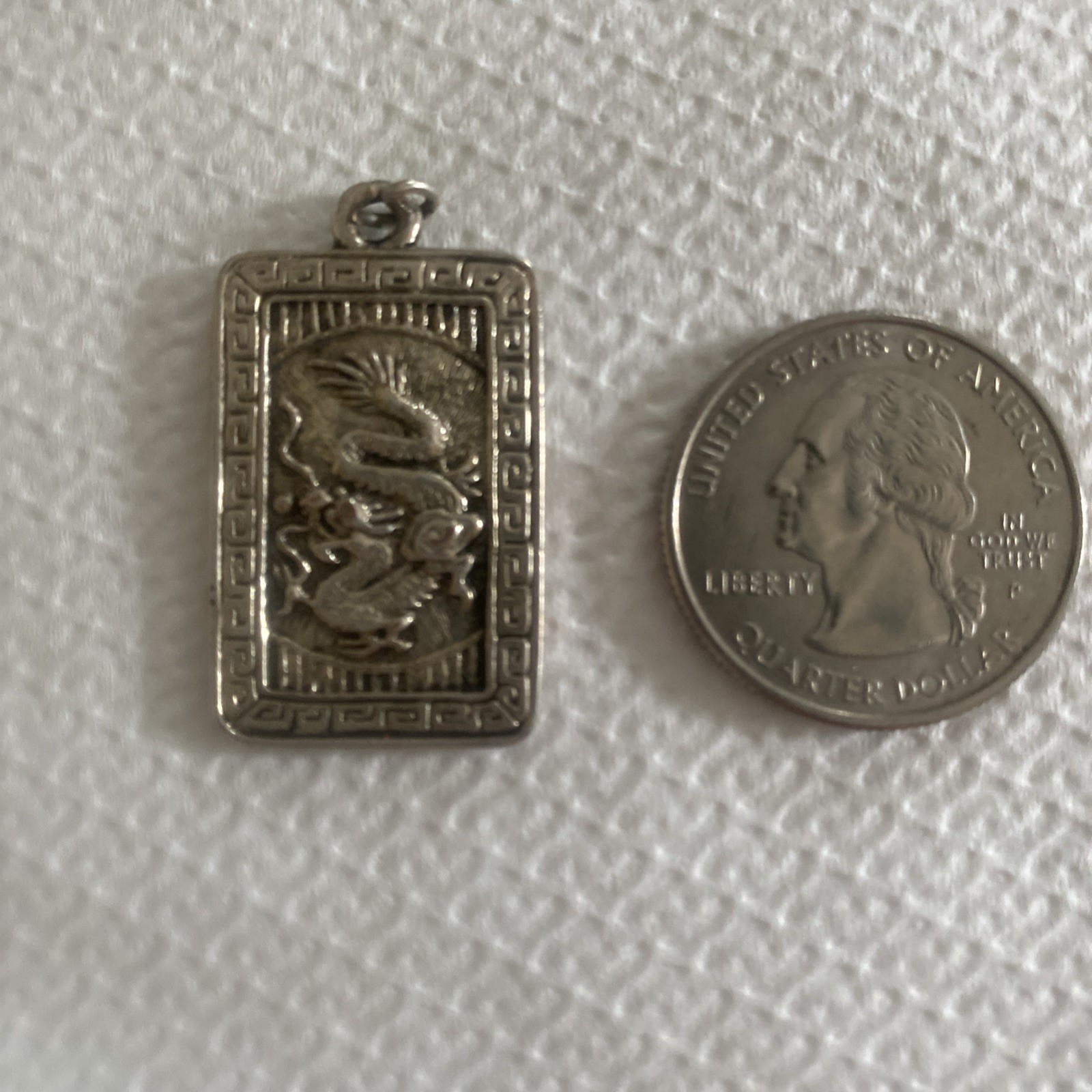 Silver Chinese Dragon Pendant UNUSUAL with Great Detail Vintage 10 Grams