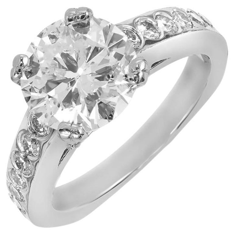 Vintage 2.44ct Transitional Ideal Cut Diamond Platinum Ring