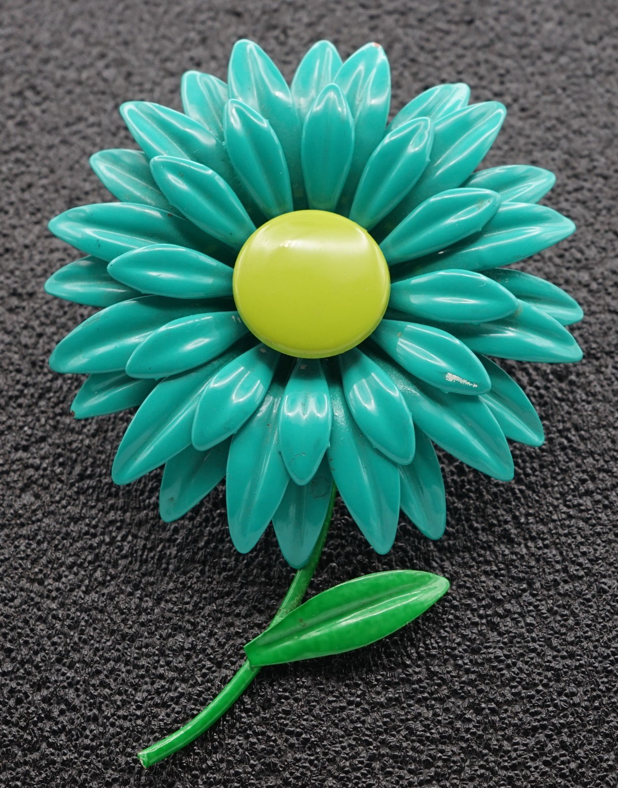 Vintage Enamel Light Green Flower Brooch: Boho Spring
