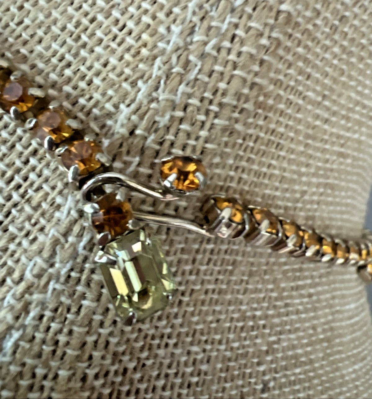 VTG. KRAMER N.Y. PARURE TOPAZ & CLEAR RHINESTONE NECKLACE BRACELET EARRING SET