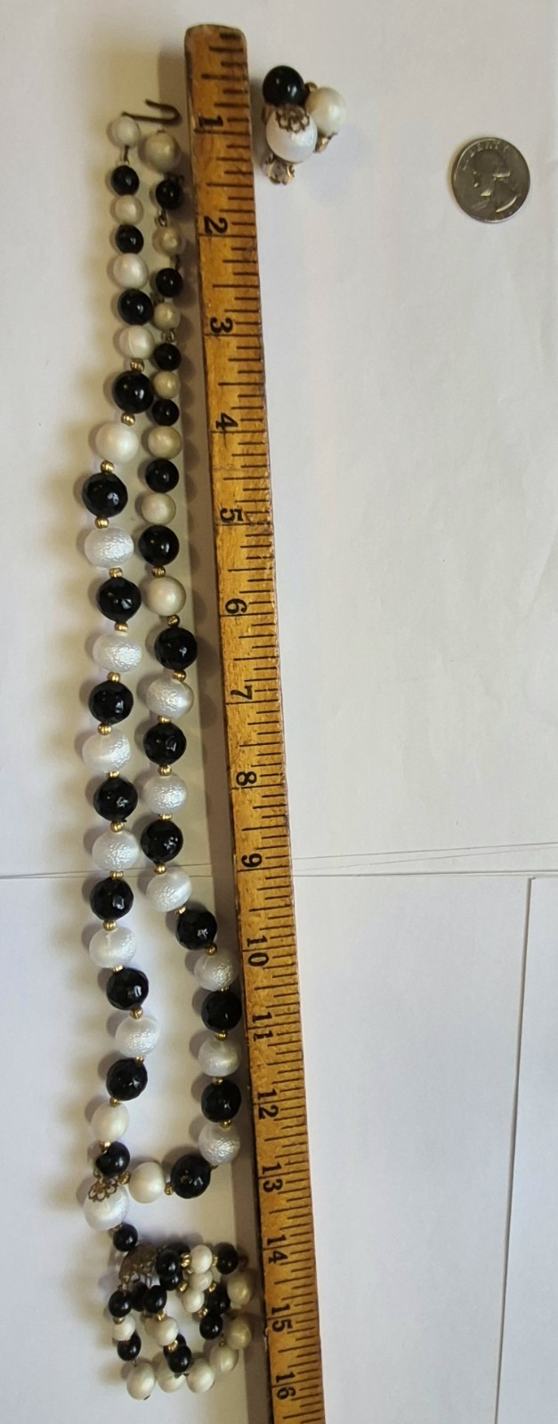 Vintage Tassel Necklace & Earrings Molded Plastic Beads Statement Retro Chunky
