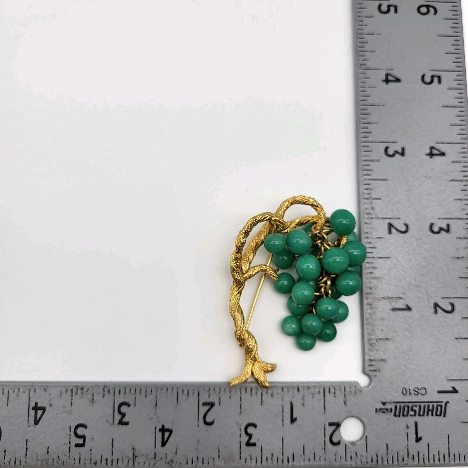 Incredible Bonsai Willow Brooch pin Jade Glass MCM Estate Jewelry Ivy