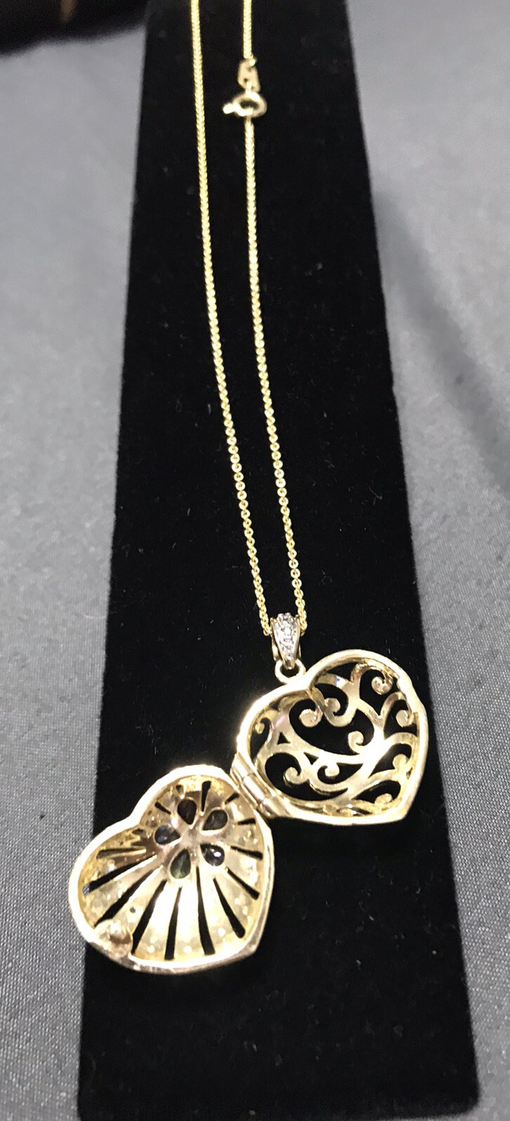 Sterling Silver 925 Gold Vermeil Heart Locket 18” Necklace