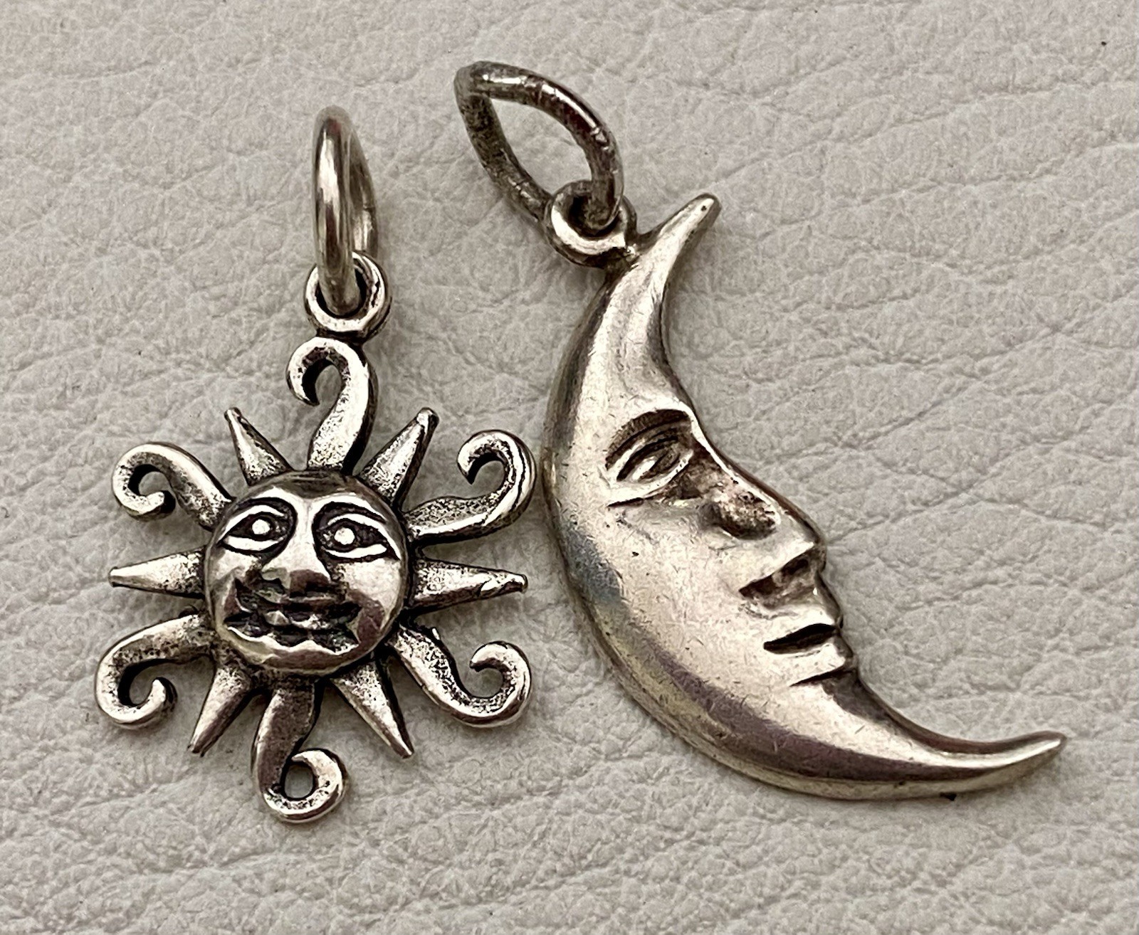 Vintage Sterling Silver Sun & Crescent Moon Charms