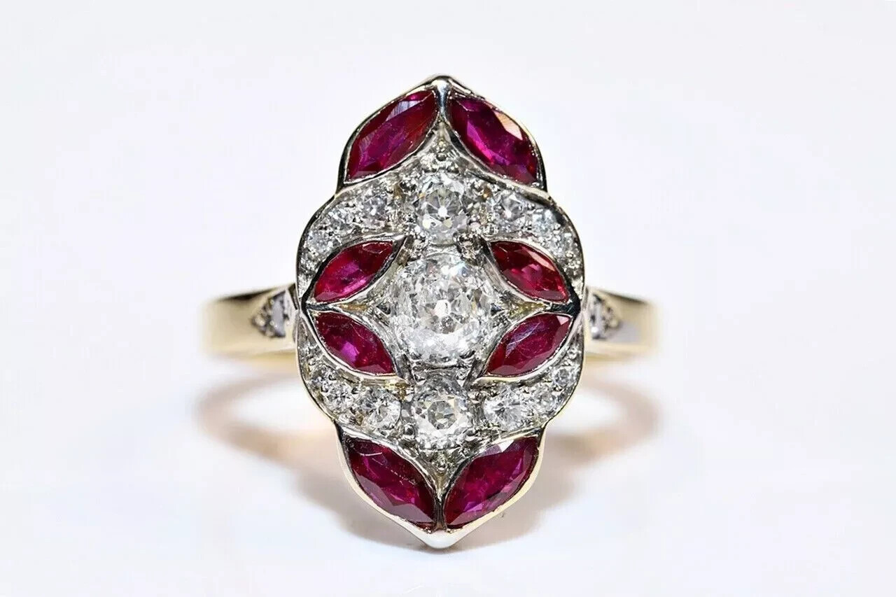 Art Deco Style 2.25Ct Lab Created Diamond Circa Navette Wedding 14K Gold FN Ring