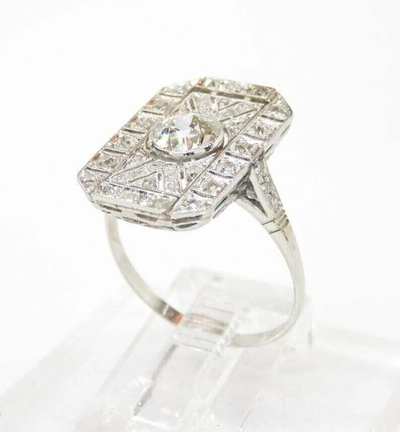 3Ct Vintage Art Deco Style Lab Created Diamond Engagement 14K White Gold FN Ring