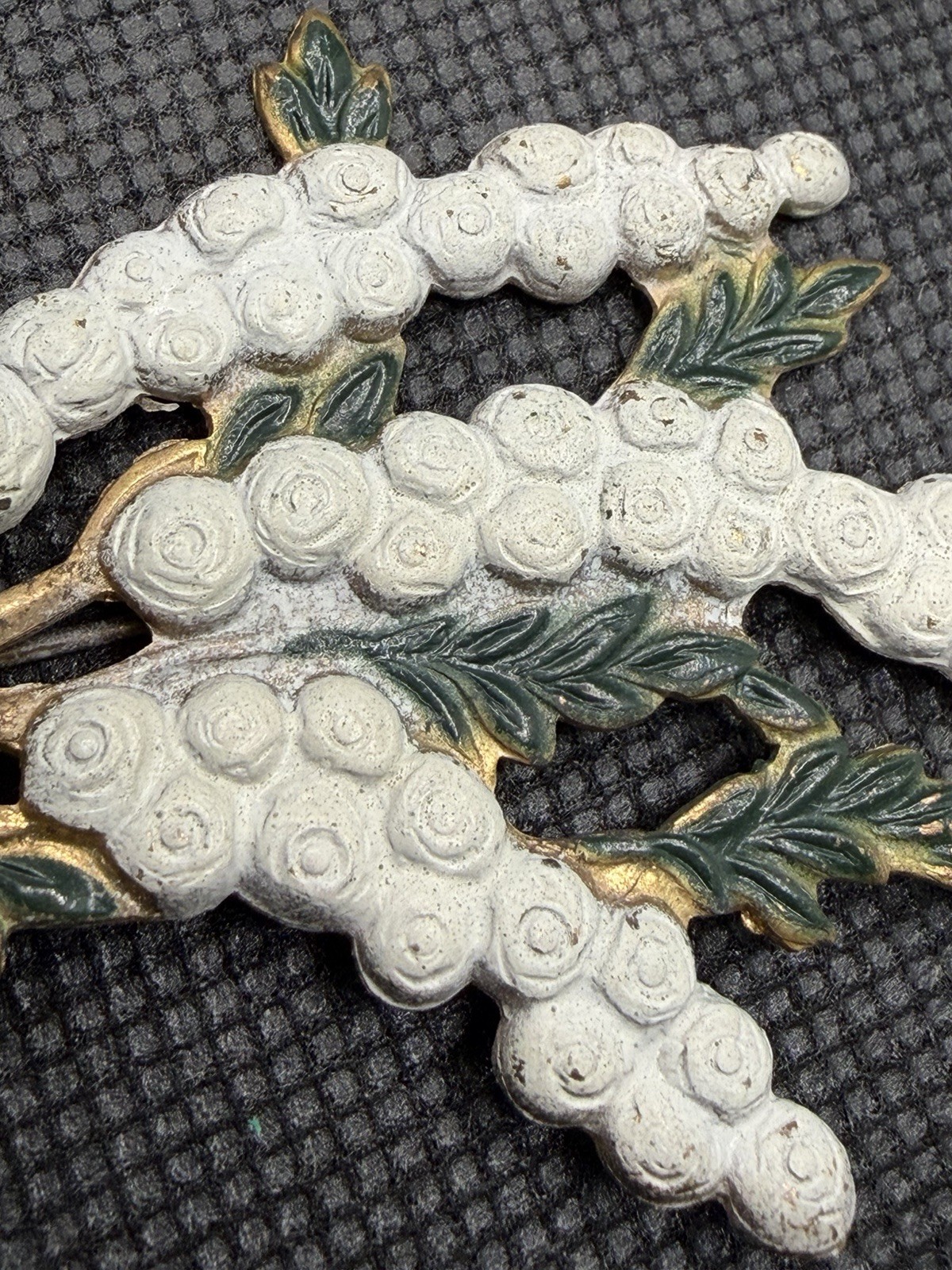 White Wisteria Flower Brooch Vintage 1920s Costume Jewelry