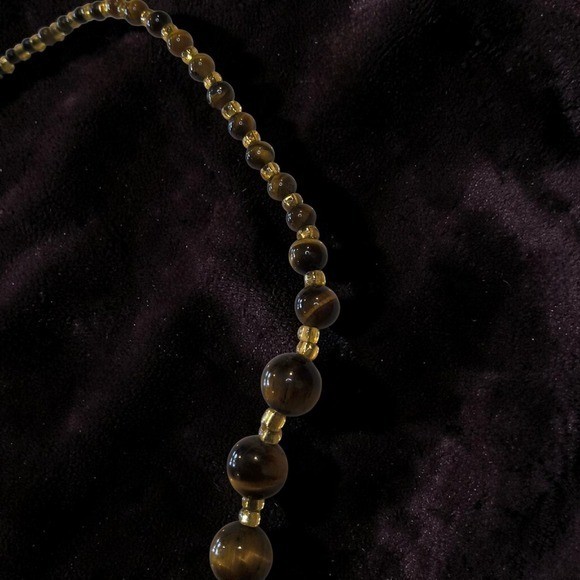 Vintage Genuine Tiger’s Eye Graduated Bead Necklace Barrel Clasp