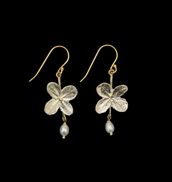 MICHAEL MICHAUD WHITE HYDRANGEA SINGLE FLOWER WIRE EARRINGS 3861