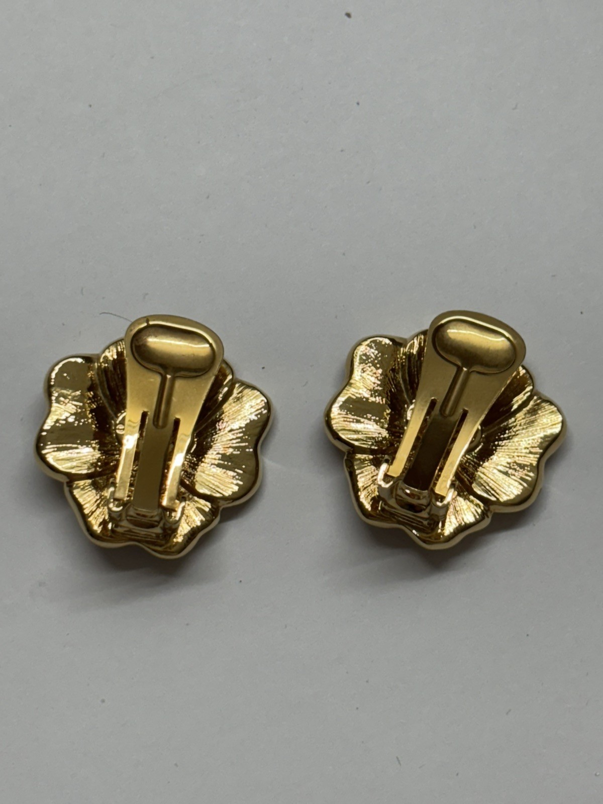 Bob Mackie Clip On Earrings Purple Enamel Pansy Flower Rhinestone
