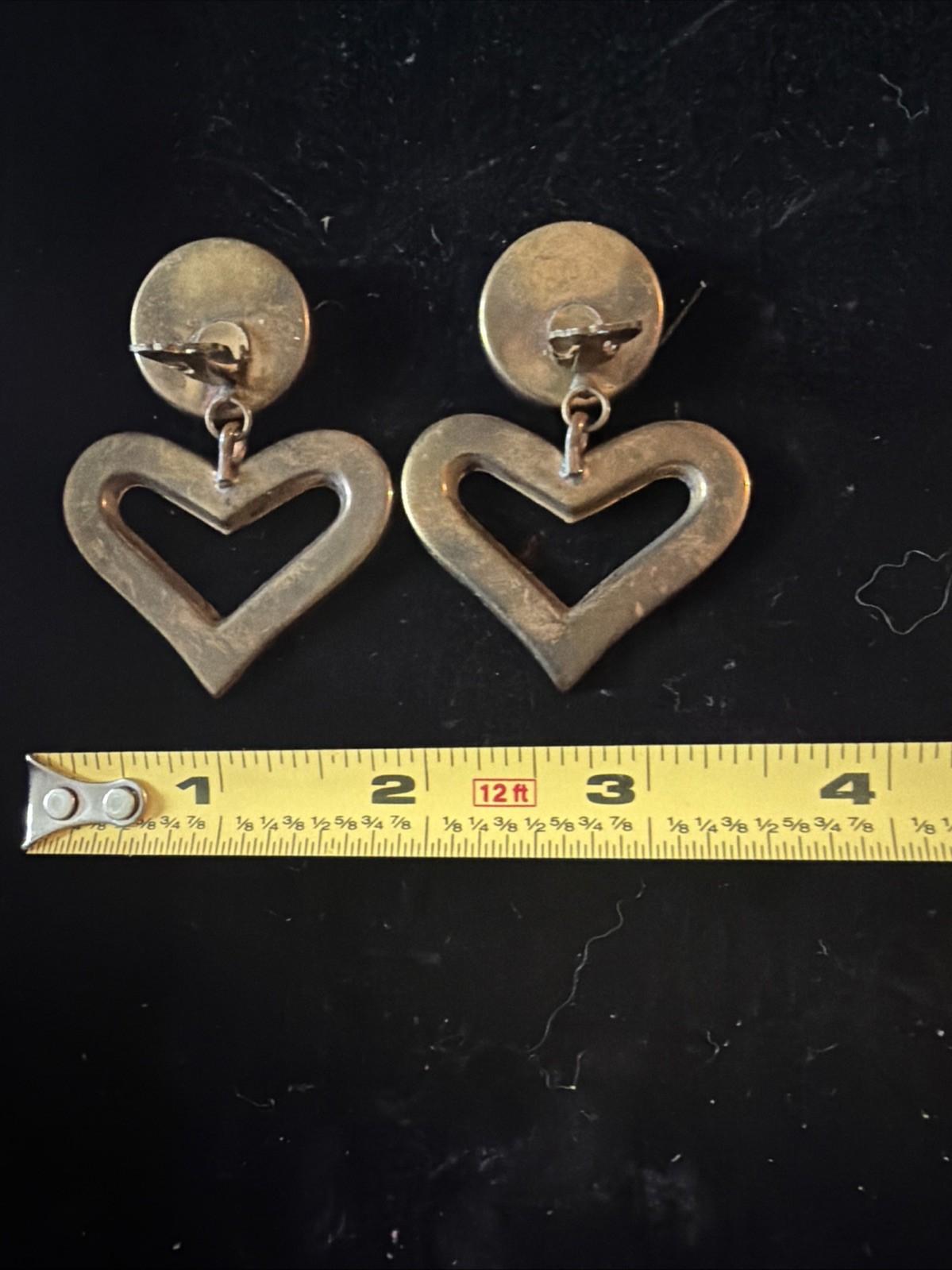 Vintage Door Knocker Clip On Earrings Gold Tone & Bronze Color Oval Dangle