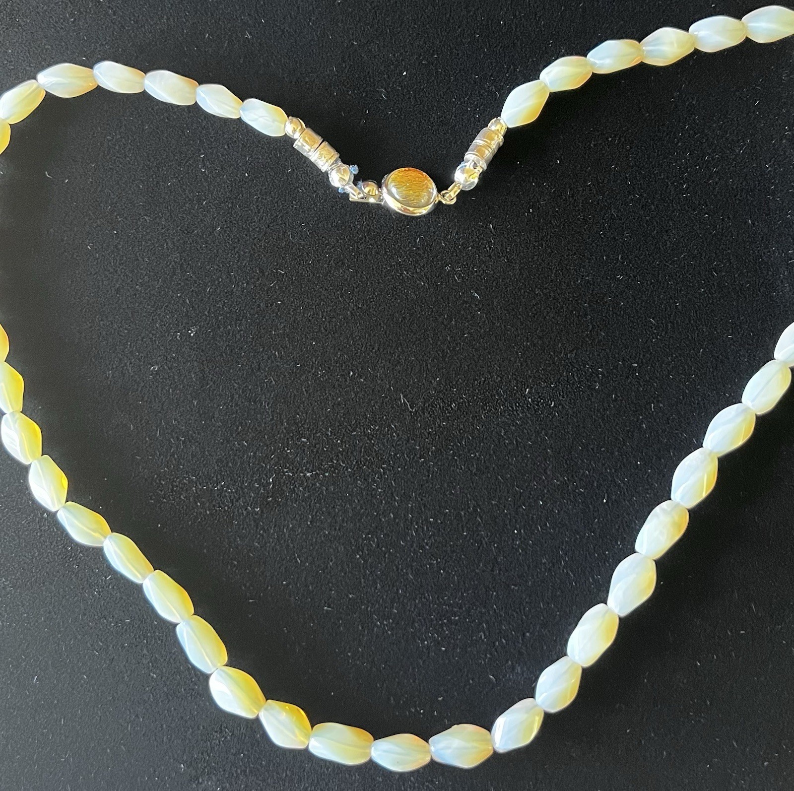 Vintage Australian Opal Bead Necklace 17” Silver Clasp Good Quality Opal Beads