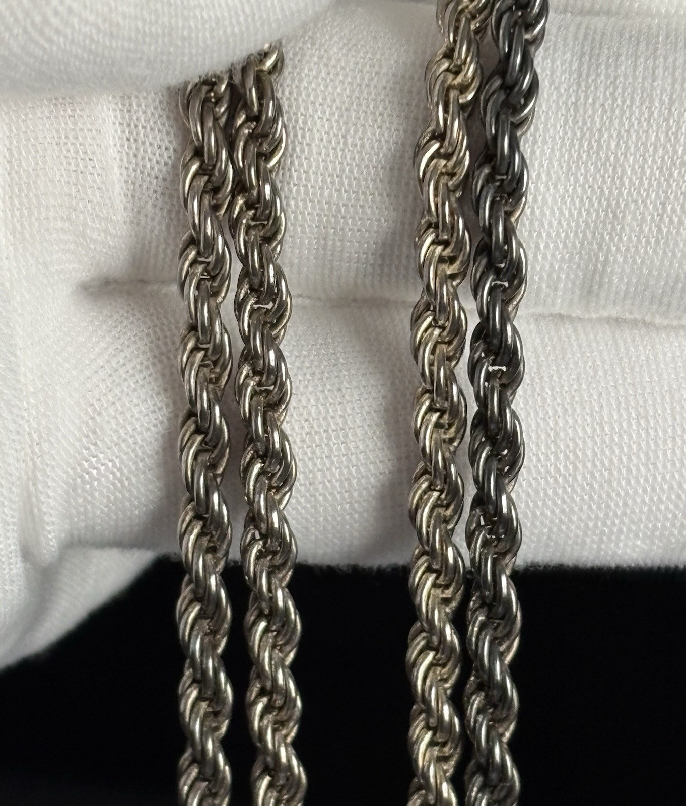 Vintage Sterling Silver 925 Twisted Rope Chain 30” Necklace 37.40g Italy 4mm TFT