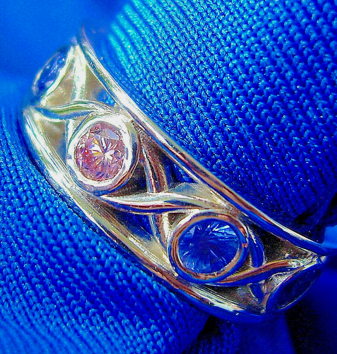 EARTH MINED NATURAL Color PINK DIAMOND Sapphire Band Deco PLATINUM Etenity Ring