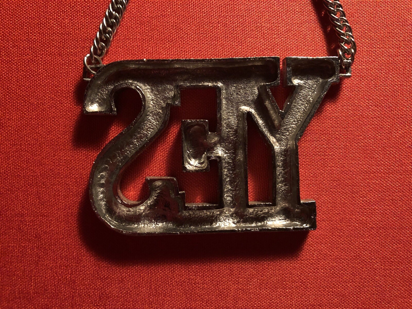 Vintage Bling “YES” Pendant 70’s Disco Affirmation Silver Tone Base Metal