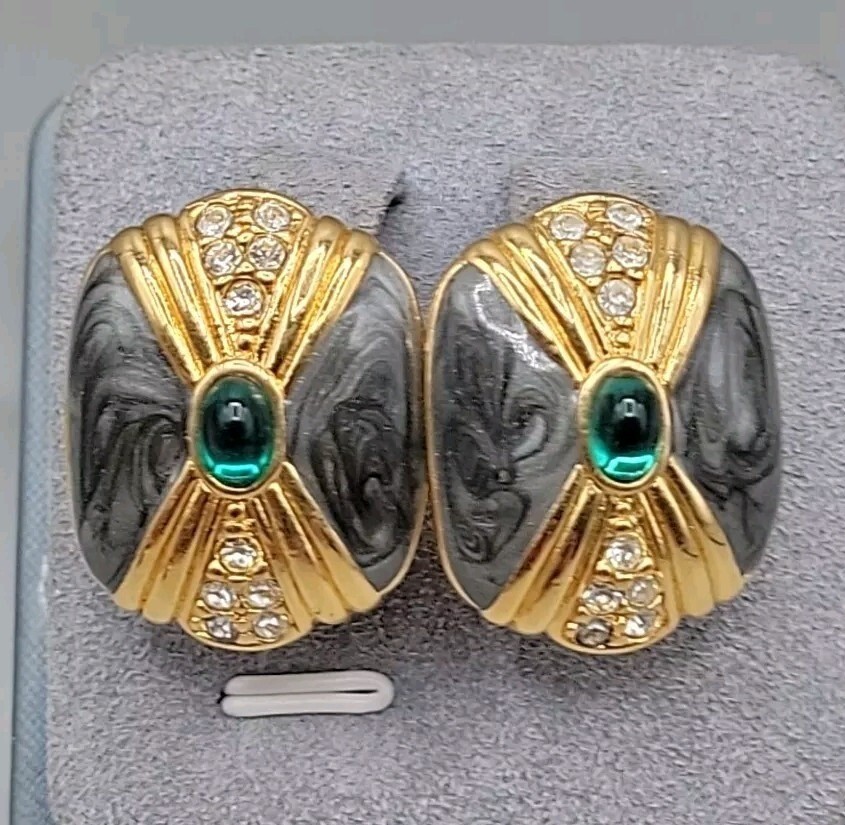 Vtg Kenneth Lane for Avon Duchess of Windsor Panther Collection Post Earrings