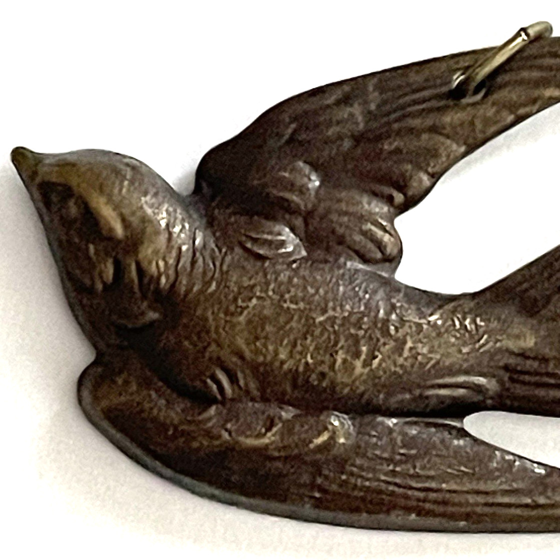 BRASS BIRD PENDANT Only Stamped Metal Diving Flying Swallow 3.5″ No Chain