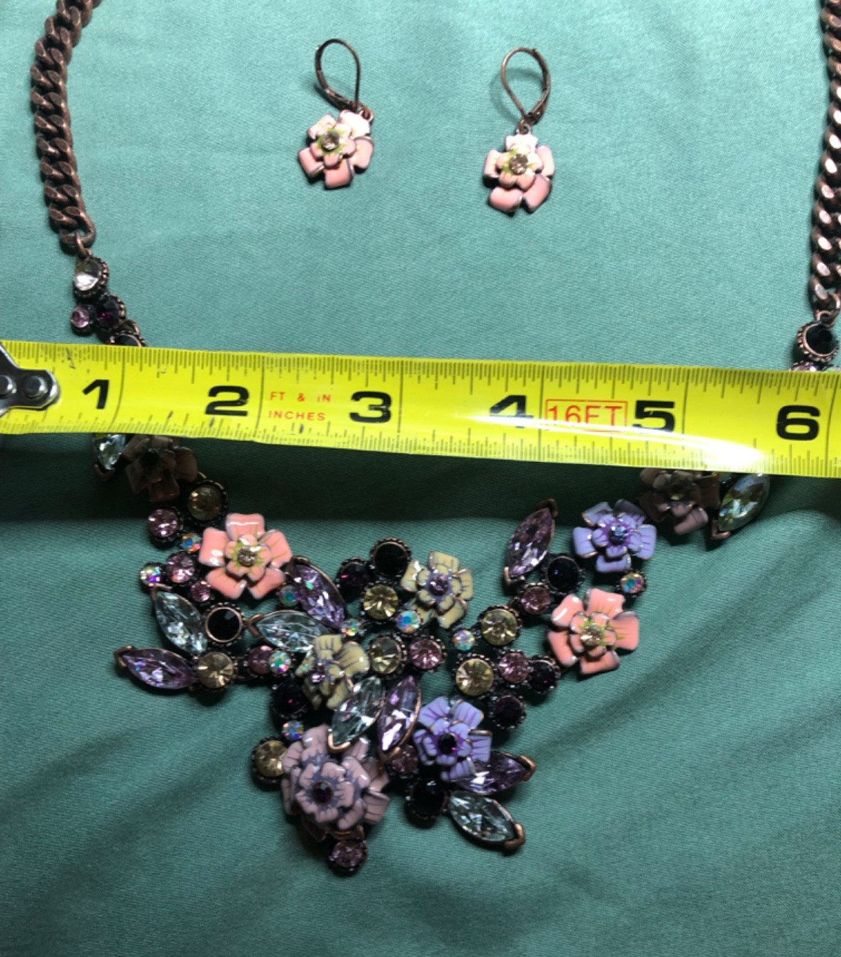 Joan Rivers XXV Classics Collection Necklace Earring Set Enamel Rhinestones