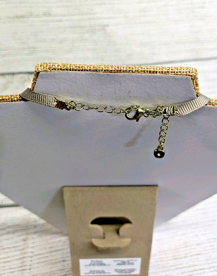 Vintage Liz Claiborne Pink Rhinestone Bib Statement Necklace 18″ Cord Chain