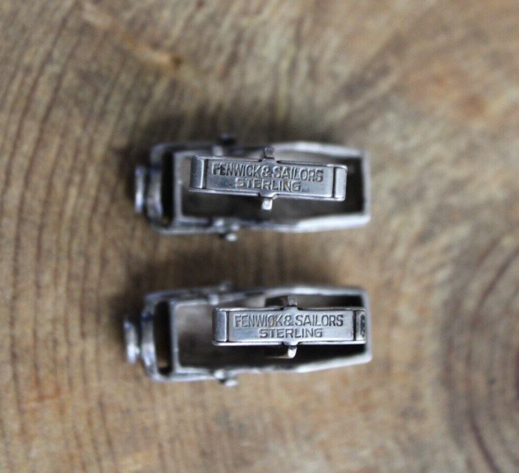 Fenwick & Sailors Sterling Silver Ribbon Microphone Mic Cufflinks 1950’s