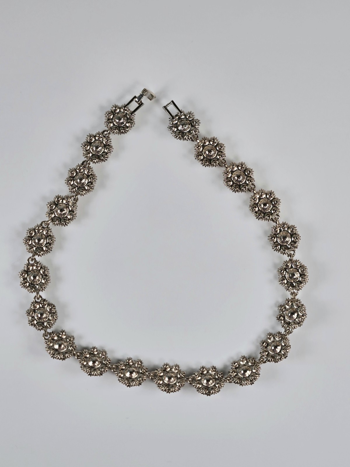 Pink & Gray Rhinestone Choker Necklace Silver Tone Dark Romance Jewelry