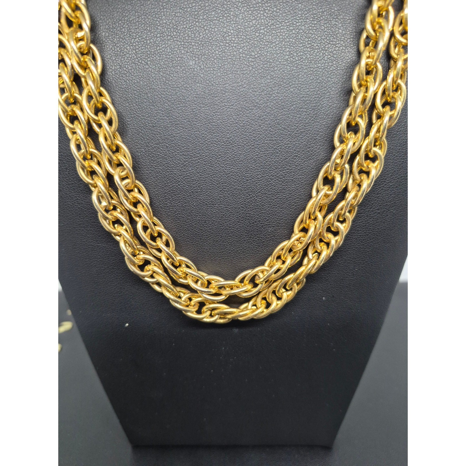 Vintage Necklace Gold Tone Single Long Link Chain Chunky Statement 40″