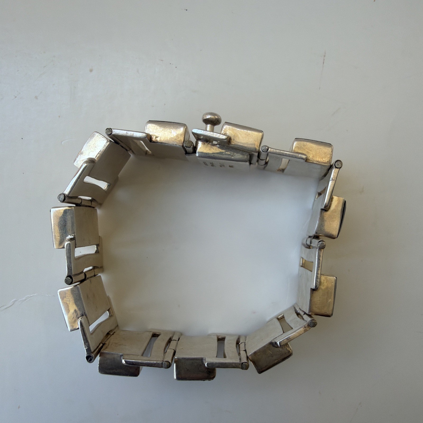 Vintage Sterling Silver Tilo Mexico 925 Loaf Black Onyx Bracelet 7″ PreOwned