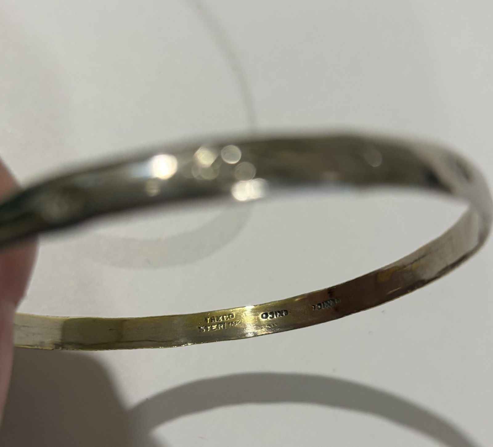 Vintage Taxco 925 Sterling Silver Leaf Design Stackable Bangle Bracelet 13,64 G