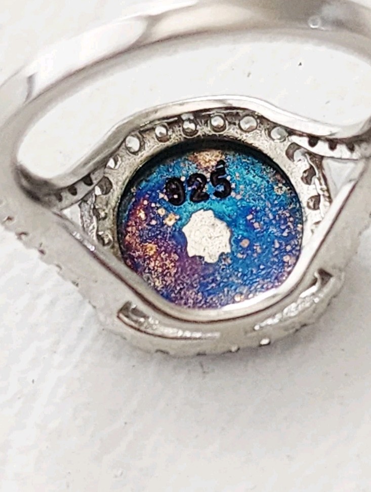 Signet Ring Sterling Silver 925 Monogram Pave Size 6