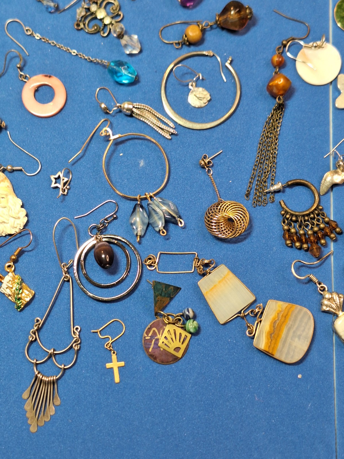 129 pc Single Pierced Earring Lot Rhinestones Dangles Animals Crafts Over 1-lb