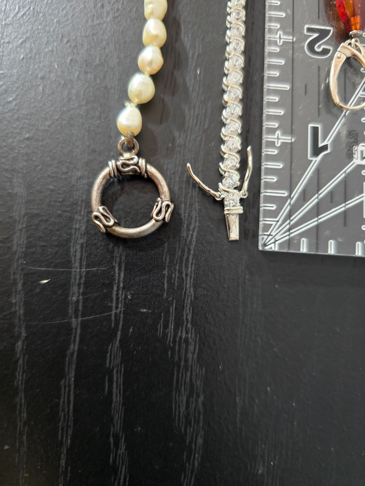 925 jewelry lot w/ fresh pearls Baltic amber and crystals signed