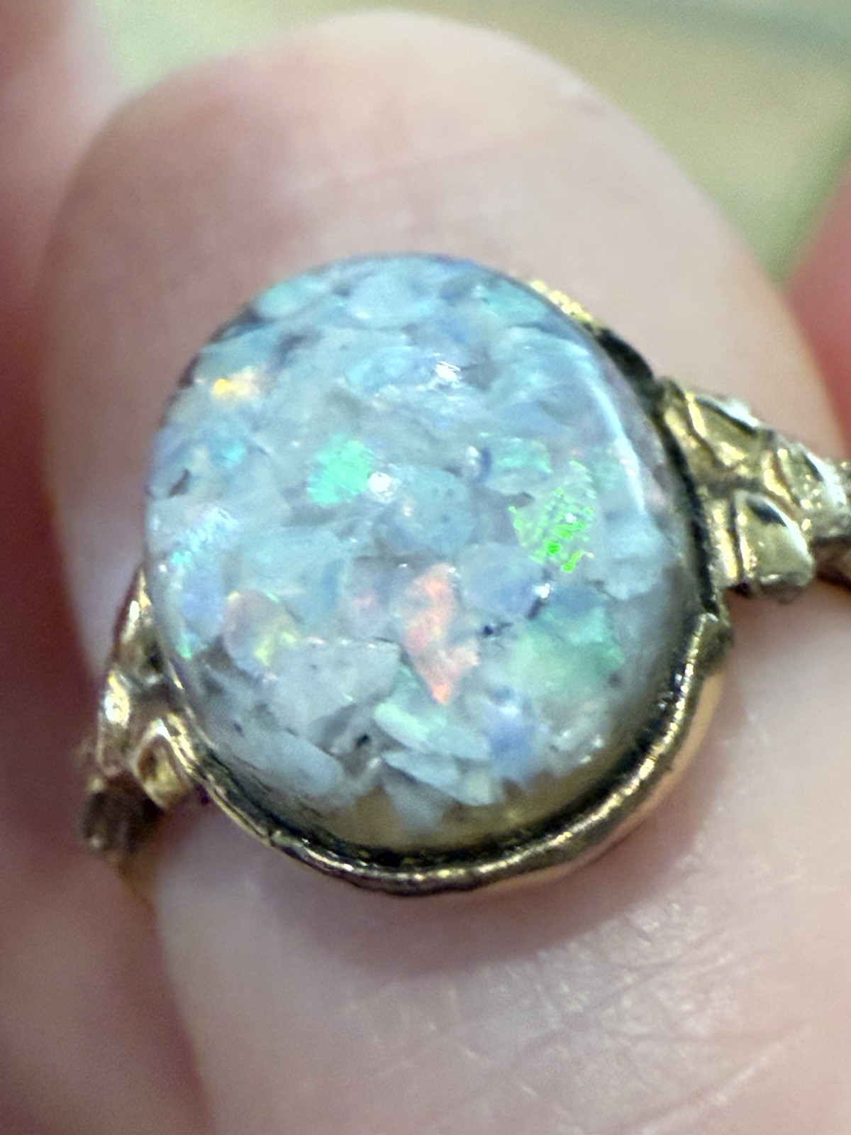 Vintage C&C Clark Coombs 10k Gold Filled Victorian Style Ring Faux Opal Size 5.5