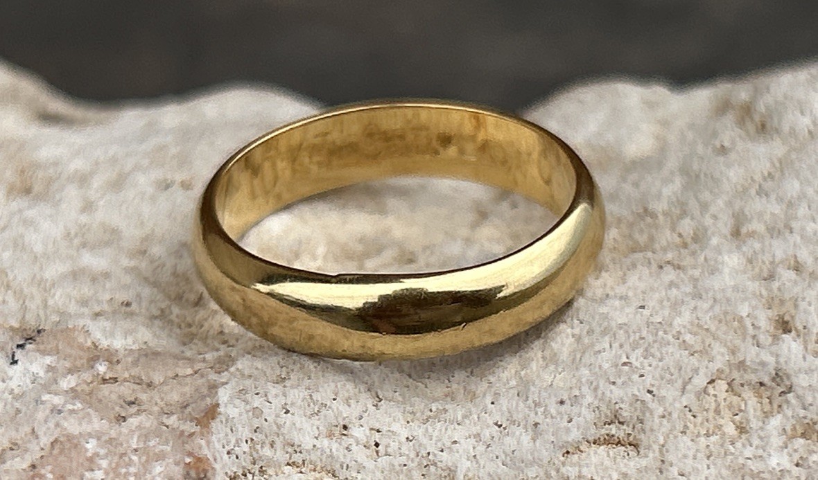 Signed ESPO 10k Gold Filled Ring Wedding Band Size 6 Vintage 4MM Wide Band