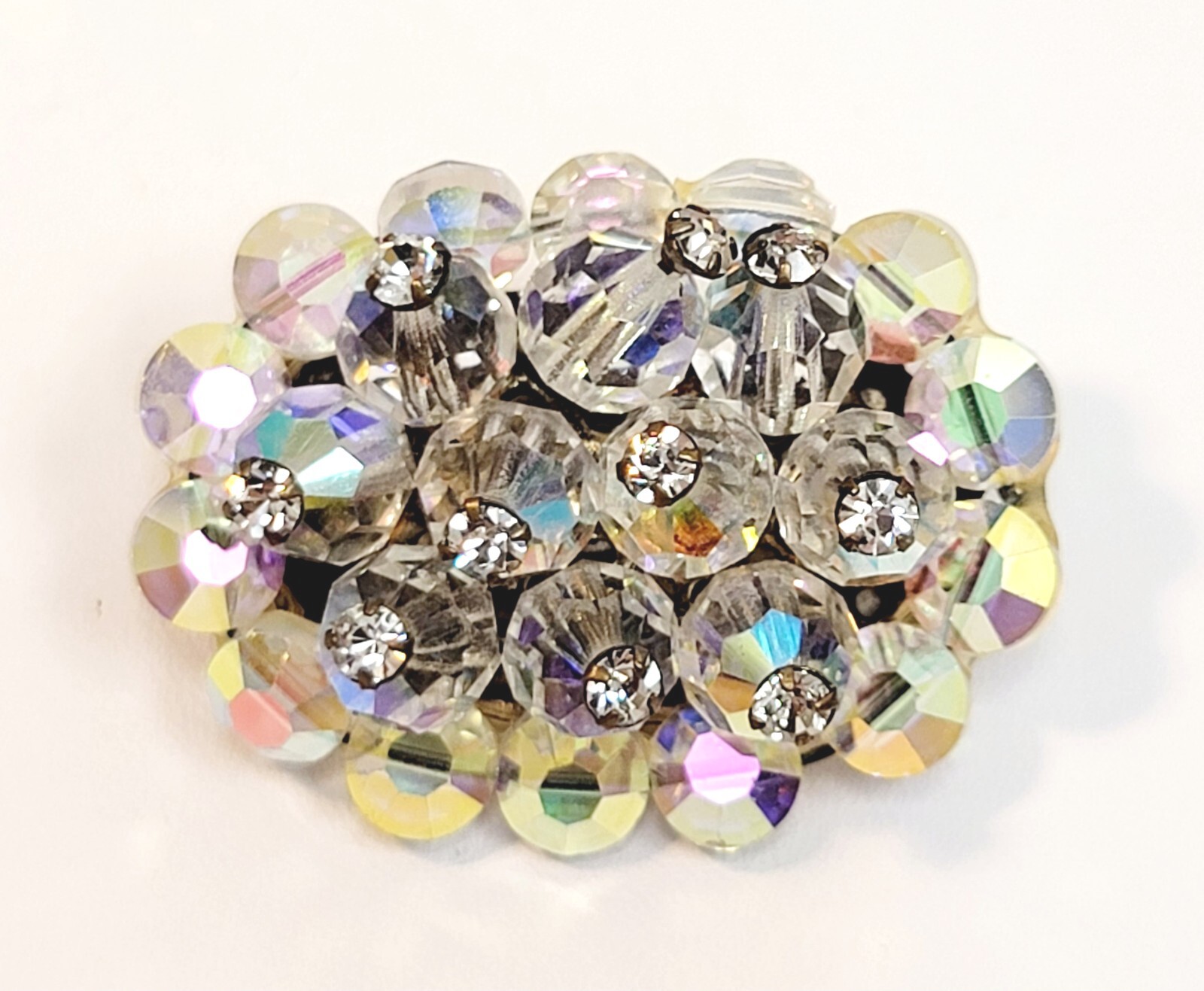 Vintage Clear Crystal Rhinestone Cluster Brooch
