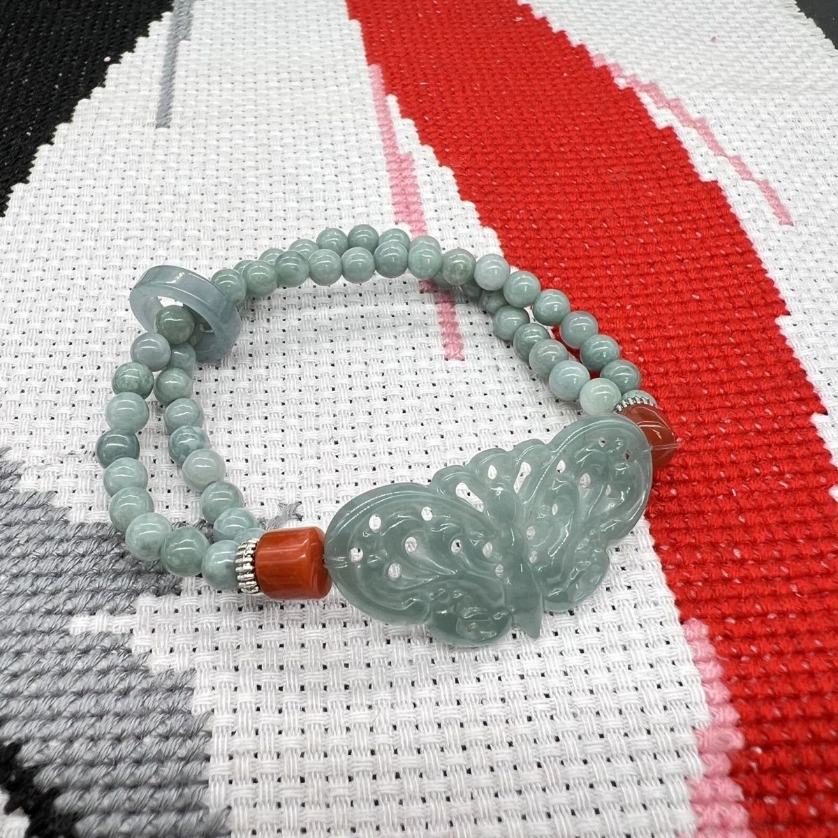 Natural A Jade Blue Water Butterfly Bracelet Chinese Style Hand Carved Jewelry