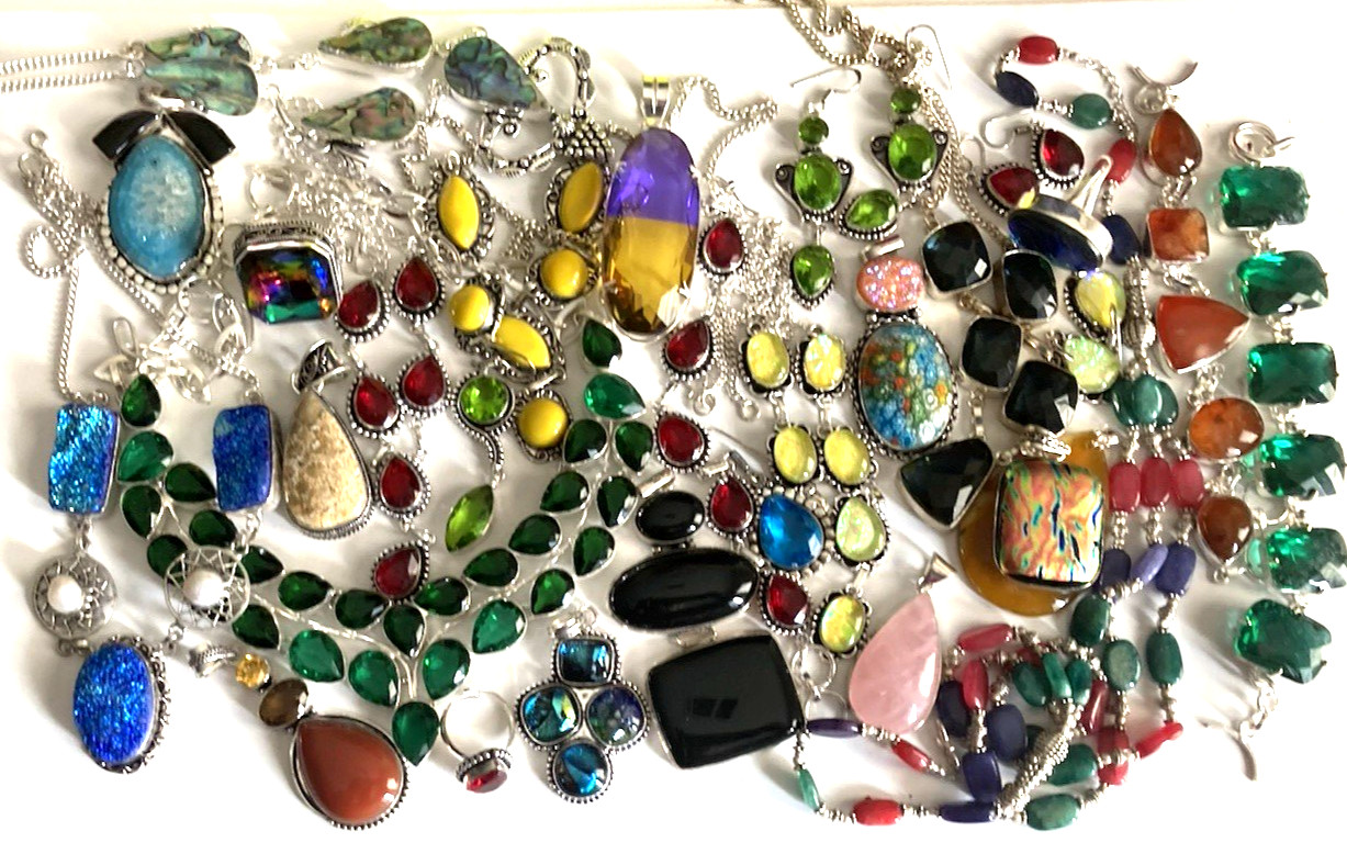 :Mystery ??? bag of Semi precious Gemstone Jewelry Worth $$$ BUY 2 GET 1 FREE