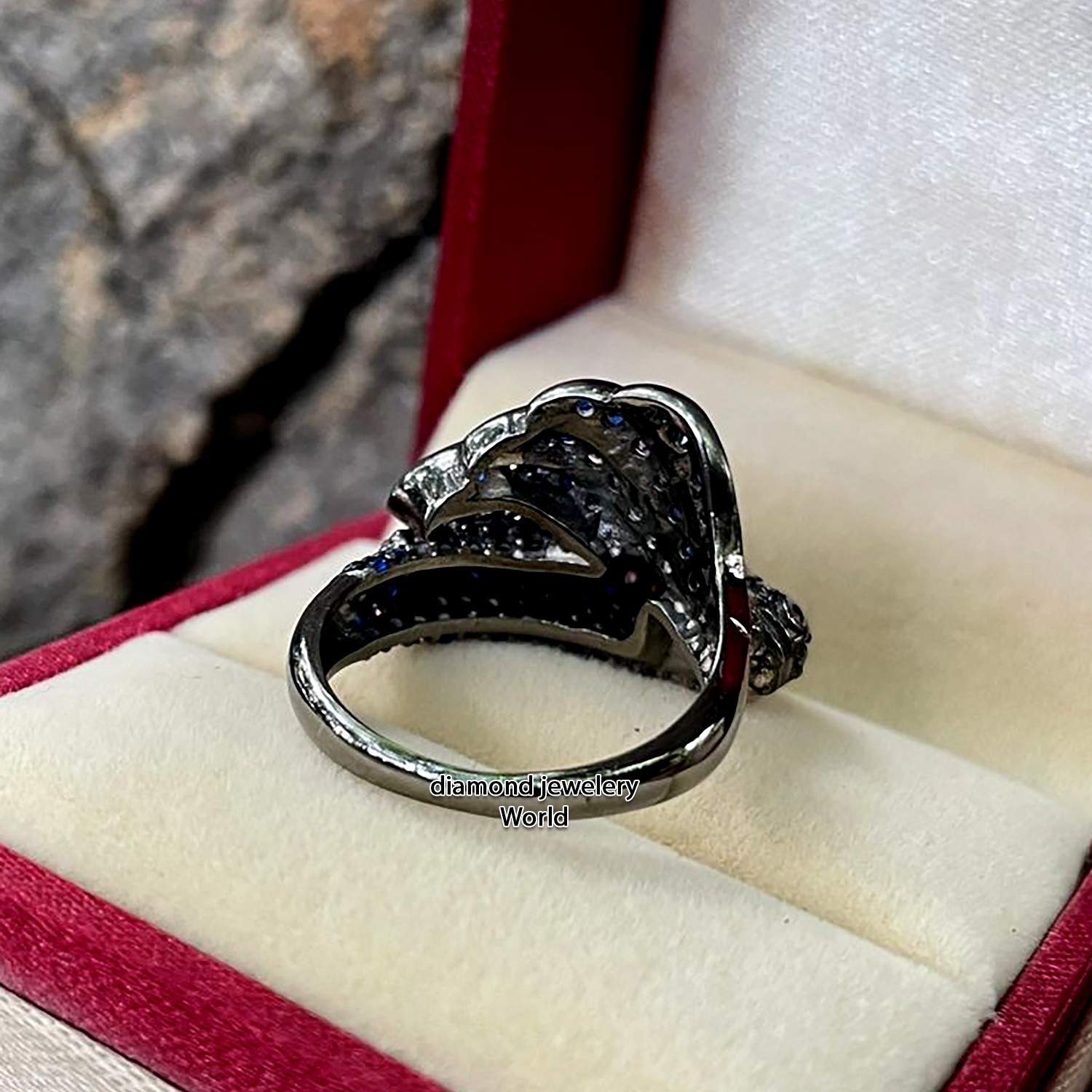 1.21ct Genuine Rose Cut Diamond Gemstone Amazing Vintage Horse Head Ring Jewelry