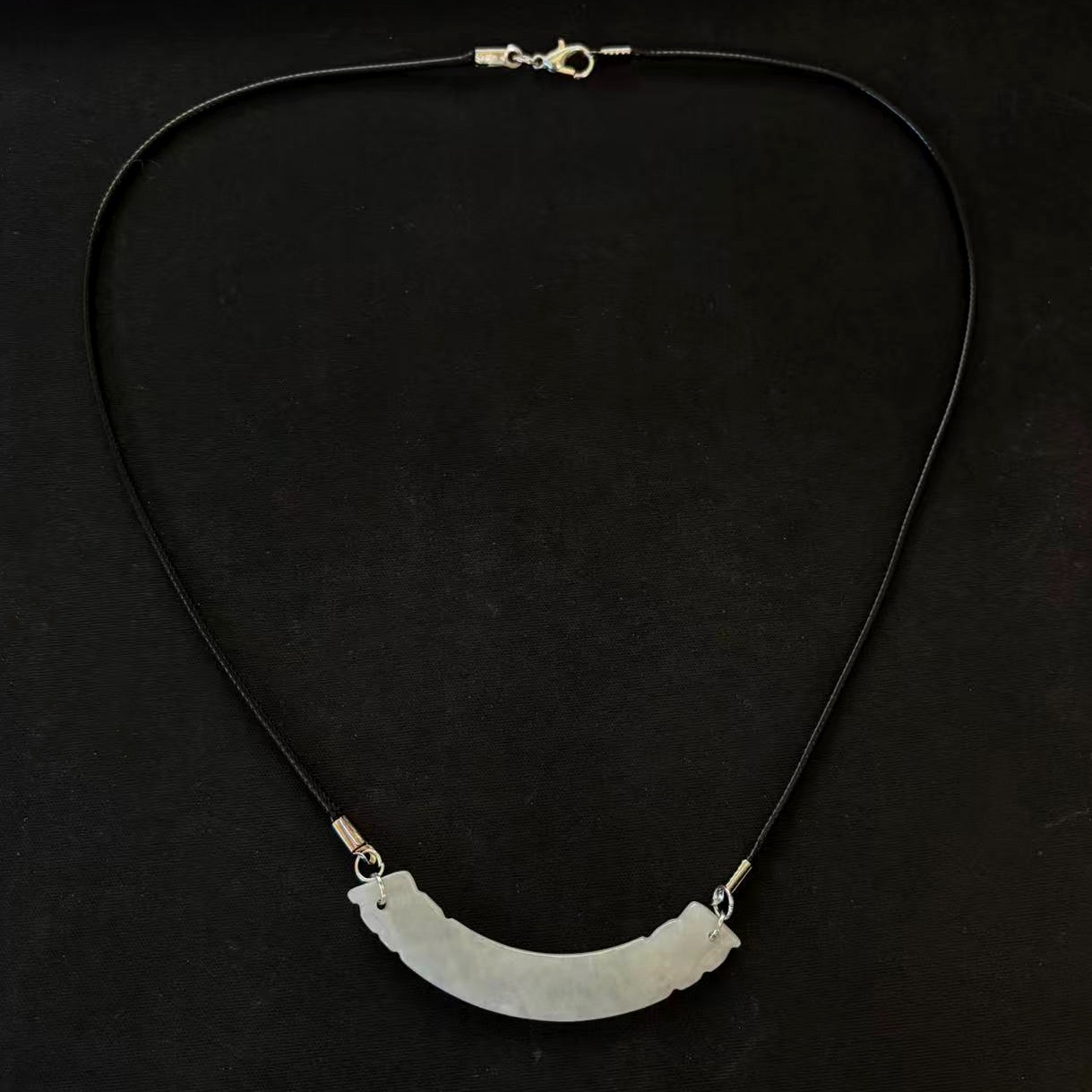 Natural White Jade Jadeite Pendant Necklace 20 inch, 60x10x2 mm