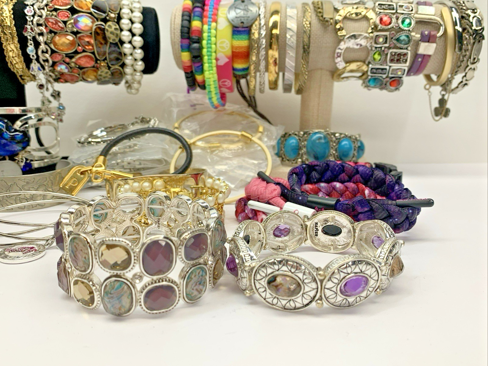 Lot of 70 Bracelets Vintage To Modern Variety of Color Styles Costume Jewelry