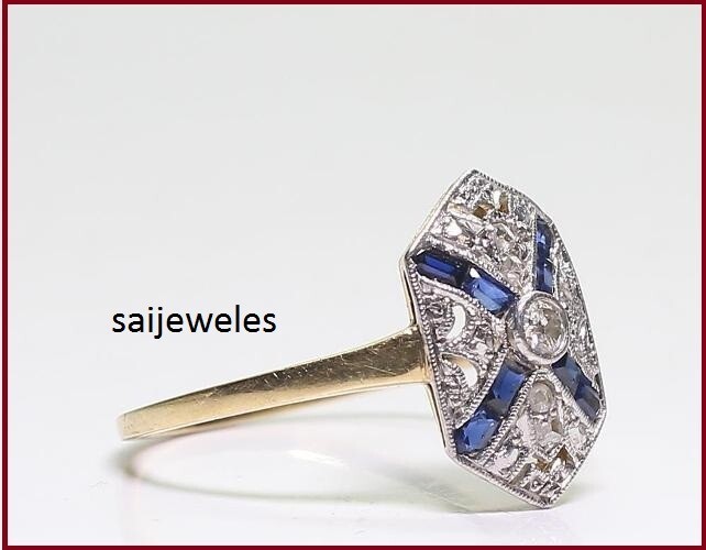 2CT Round Lab Created Diamond Art Deco Vintage Antique Ring 14K 2-Tone Gold Over