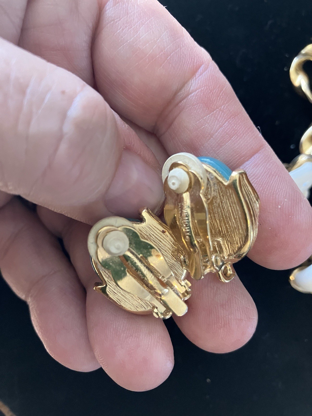3 Pr Vtg Givenchy Clip On Earrings Chunky Doorknockers Cabochon X’s Signed