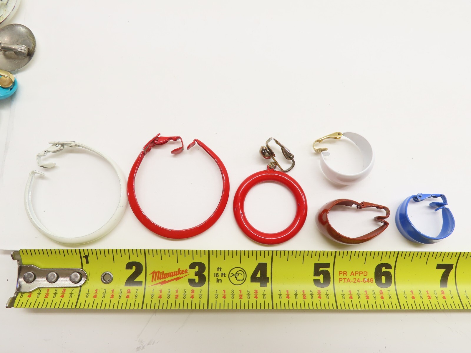 Vintage Earrings Enamel Clip On Lot Hoop Dangle + Minor Wear D2539